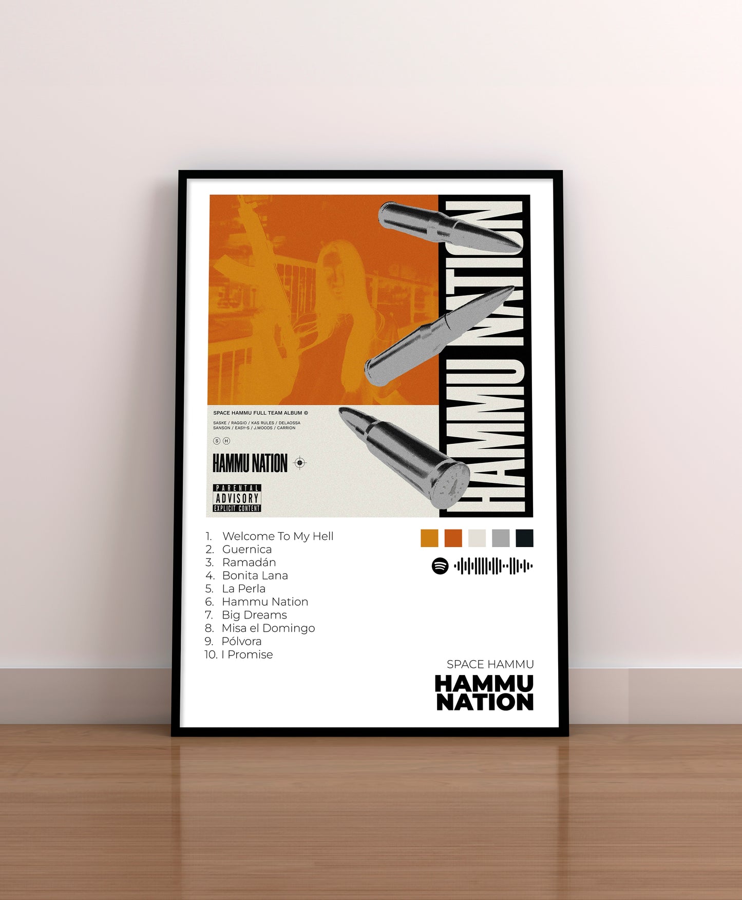 Hammu Nation. Space Hammu. Space Hammurabi. Hammurabi Kids. Delaossa. Easy-S. Saske. Carrion. Gese da O. J. Moods. Vinilo. CD. Poster.