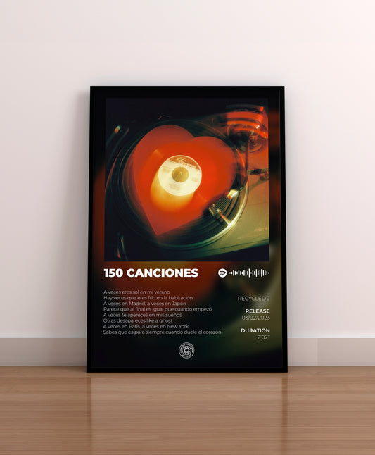 150 CANCIONES. CASANOVA. recycled j. poster. lamina. cuadro. regalo. merchandising. cd. vinilo. cover.  recycled j regalo. recycled j poster.