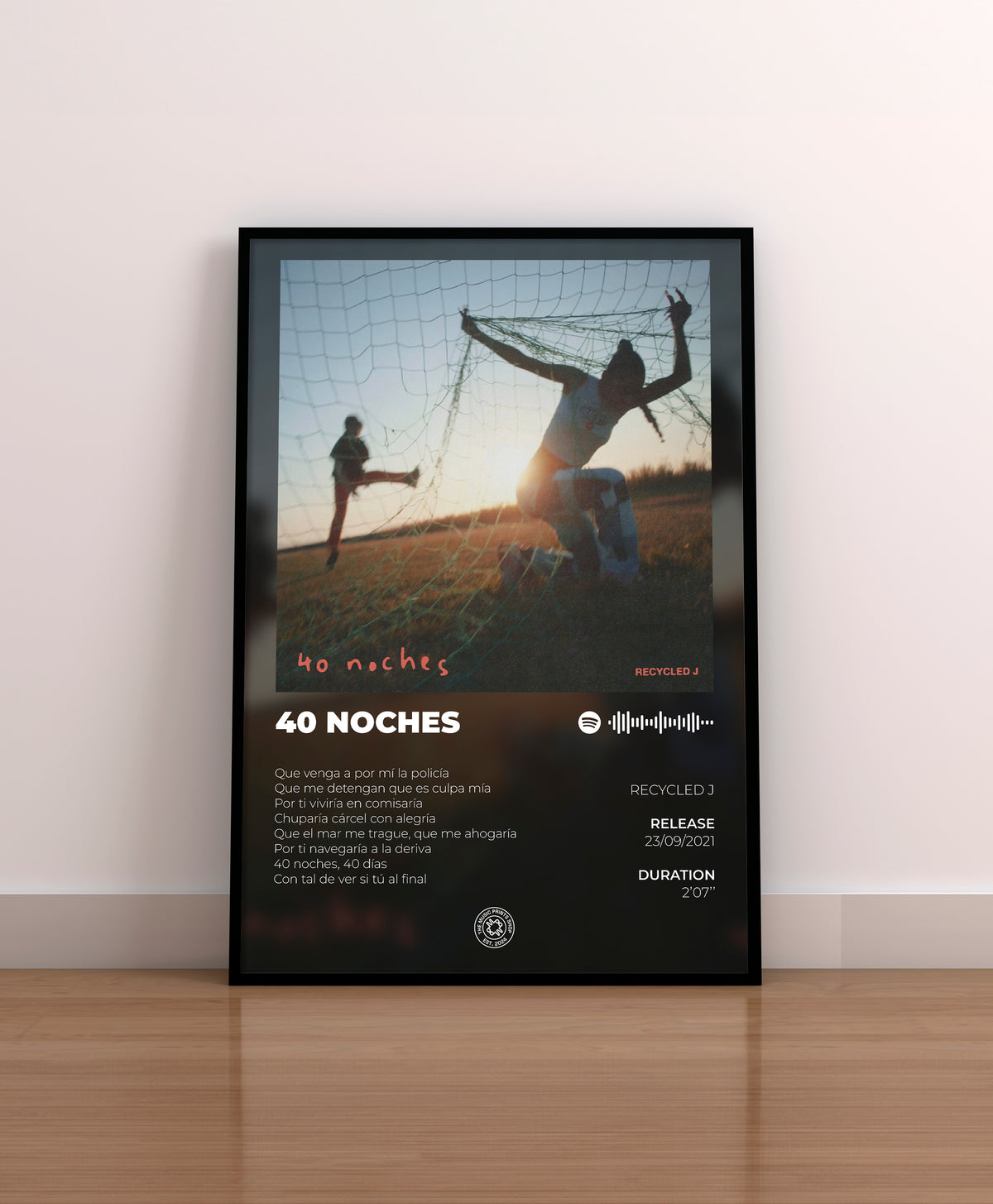 40 NOCHES. SAD SUMMER. RECYCLED J. POSTER. LAMINA. CUADRO. REGALO. MARCO. MERCHANDISING. CD. VINILO. COVER.