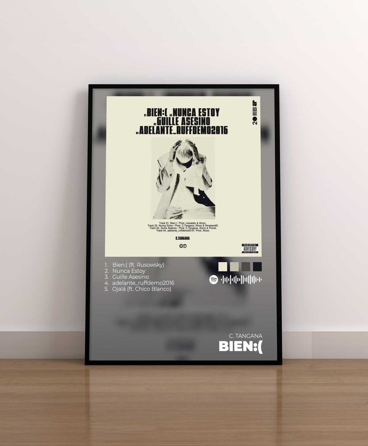 Bien :(. c tangana. poster. lamina. cuadro. cover. marco. cuadro. regalo. merchandising. cd. vinilo. cover. portada