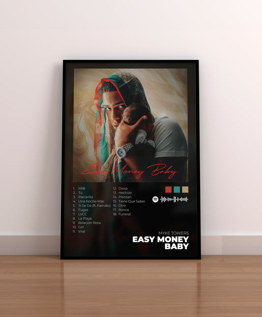 EASY MONEY BABY. Poster. CD. Vinilo. Myke Towers. Merchandising