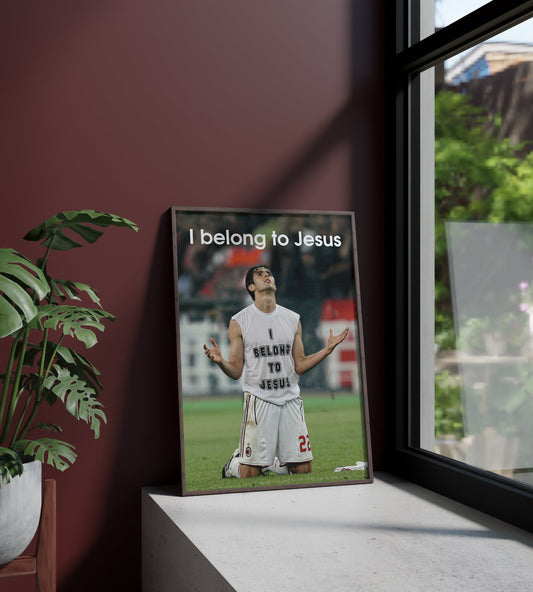 Póster Kaká, I Belong to Jesus, AC Milan, Brasil. Fútbol, futbolista, leyenda, lámina, cuadro, merchandising, regalo, comprar, decoración de pared.