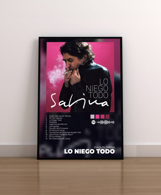joaquin sabina. lo niego todo. poster. lamina. cuadro. regalo. marco. merchandising. cd. vinilo.
