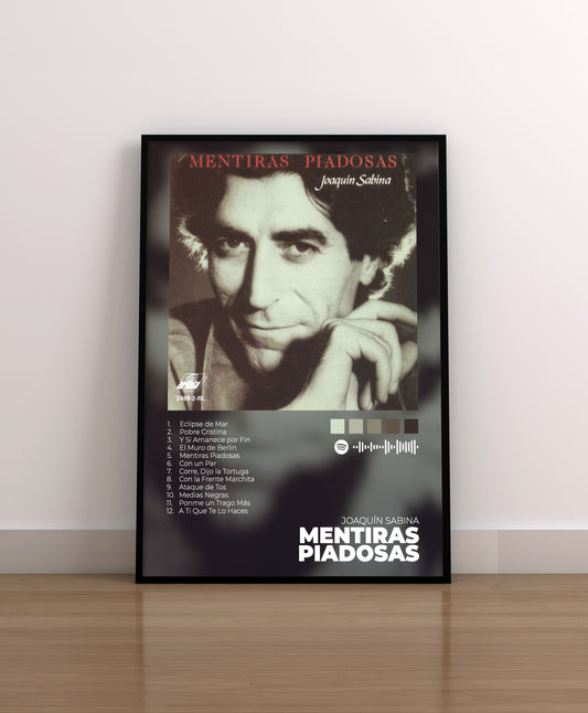 MENTIRAS PIADOSAS. JOAQUIN SABINA. POSTER. REGALO. CD. VINILO.