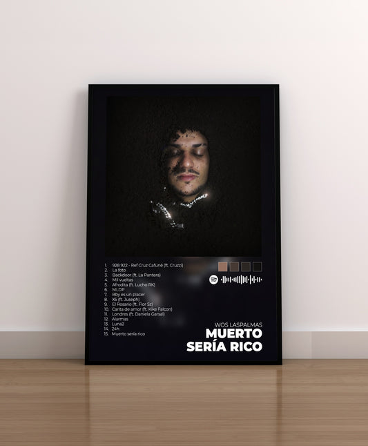 muerto seria rico. wos las palmas. poster. lamina. cuadro. marco. regalo. merchandising. cd. vinilo. disco. cover. portada. 