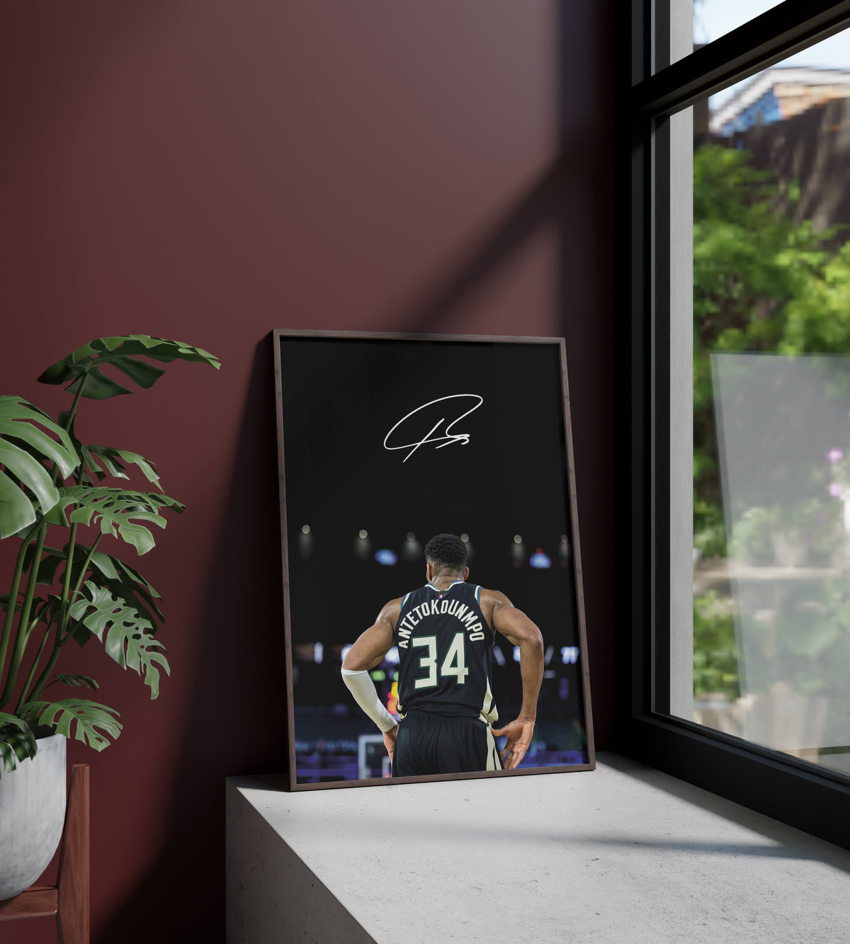 Póster Giannis Antetokounmpo, Milwaukee Bucks, NBA, baloncesto. Jugador, estrella, lámina, cuadro, merchandising, regalo, comprar, decoración de pared.