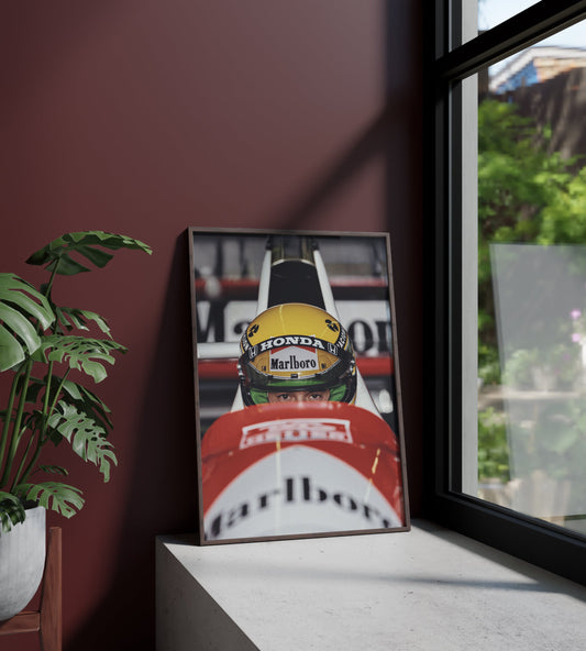 Póster Ayrton Senna, Fórmula 1, piloto, Brasil, leyenda. Automovilismo, lámina, cuadro, merchandising, regalo, comprar, decoración de pared.