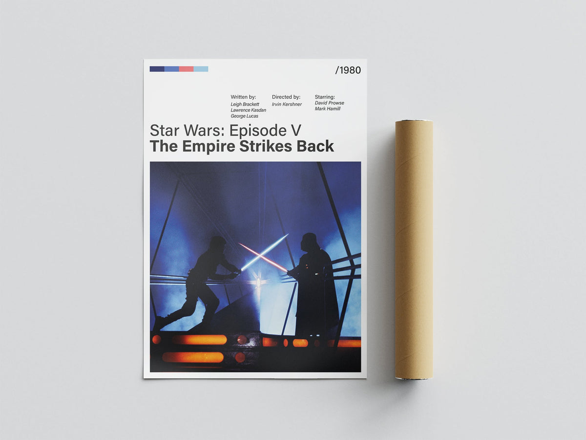 Póster Darth Vader y Luke Skywalker, pelea, Star Wars Episodio V El Imperio Contraataca, película, lámina, cuadro, merchandising, regalo, comprar, decoración de pared