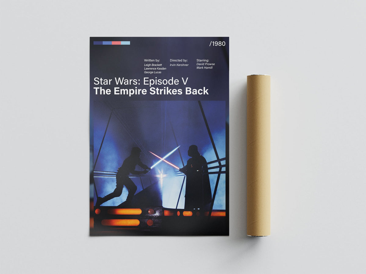Póster Darth Vader y Luke Skywalker, pelea, Star Wars Episodio V El Imperio Contraataca, película, lámina, cuadro, merchandising, regalo, comprar, decoración de pared