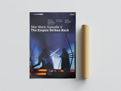 Póster Darth Vader y Luke Skywalker, pelea, Star Wars Episodio V El Imperio Contraataca, película, lámina, cuadro, merchandising, regalo, comprar, decoración de pared