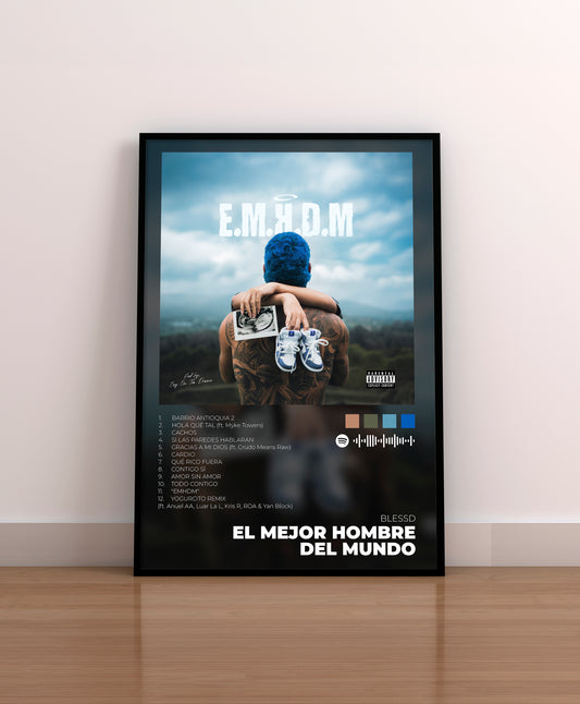 EL MEJOR HOMBRE DEL MUNDO. BLESSD. POSTER. REGALO. LAMINA. CUADRO. MARCO. MERCHANDISING. CD. VINILO. COVER. 