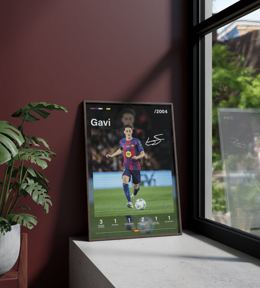 gavi. barcelona. marco. cuadro. poster. regalo. lamina. barça. futbol. comprar