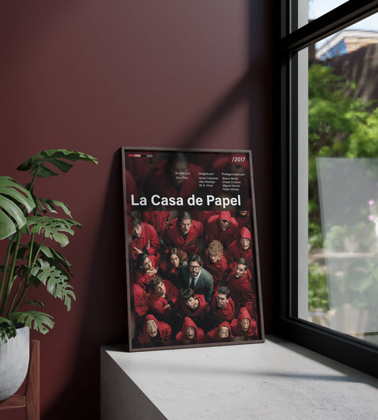 Póster La Casa de Papel, Netflix, serie, atraco, Profesor, Tokio, Berlín. Televisión, ficción, lámina, cuadro, merchandising, regalo, comprar, decoración de pared.