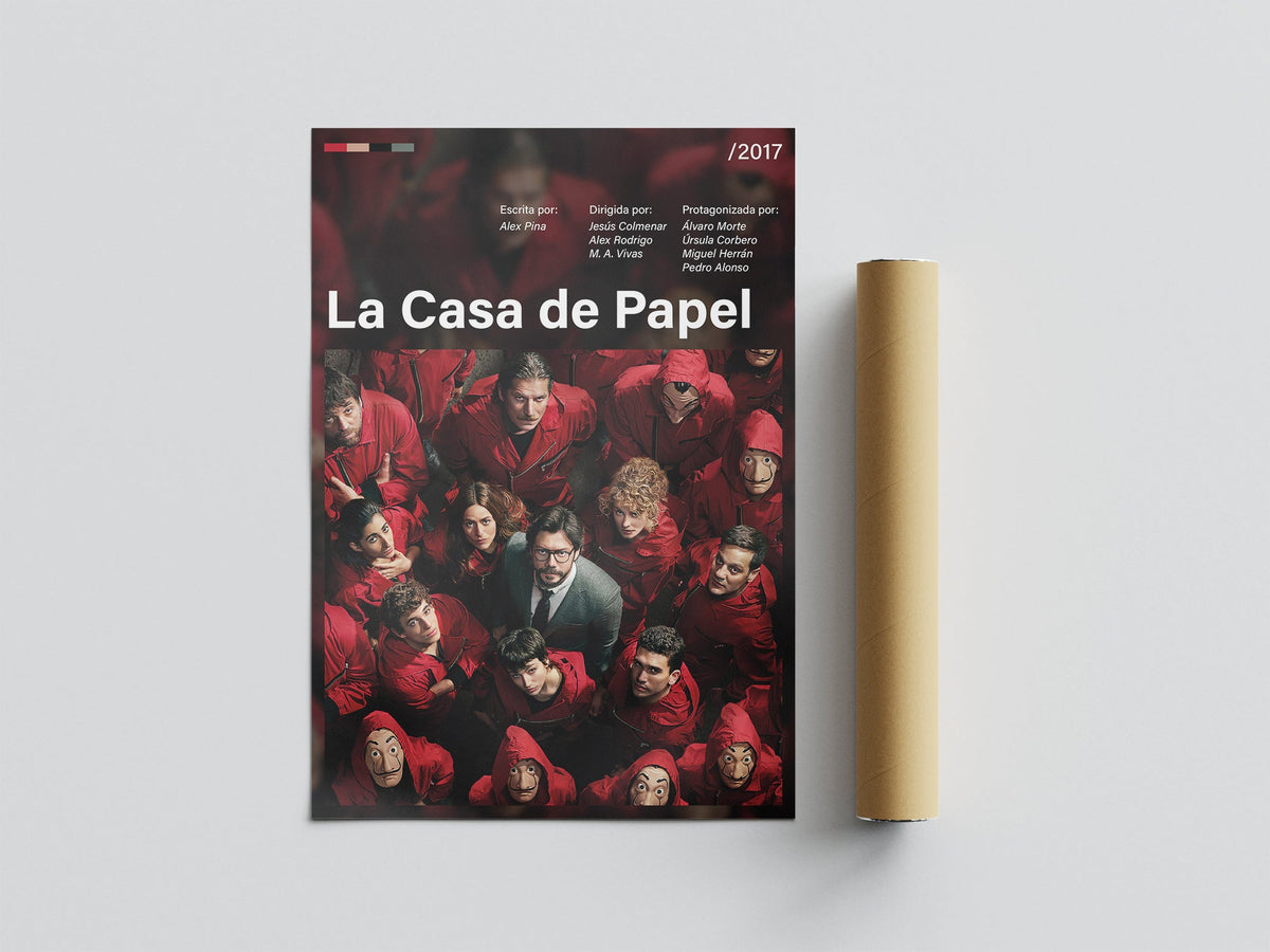 Póster La Casa de Papel, Netflix, serie, atraco, Profesor, Tokio, Berlín. Televisión, ficción, lámina, cuadro, merchandising, regalo, comprar, decoración de pared