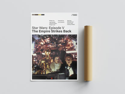 Póster Han Solo, Leia, C-3PO, Halcón Milenario, nave, Star Wars Episodio V El Imperio Contraataca, película, lámina, cuadro, merchandising, regalo, comprar, decoración de pared