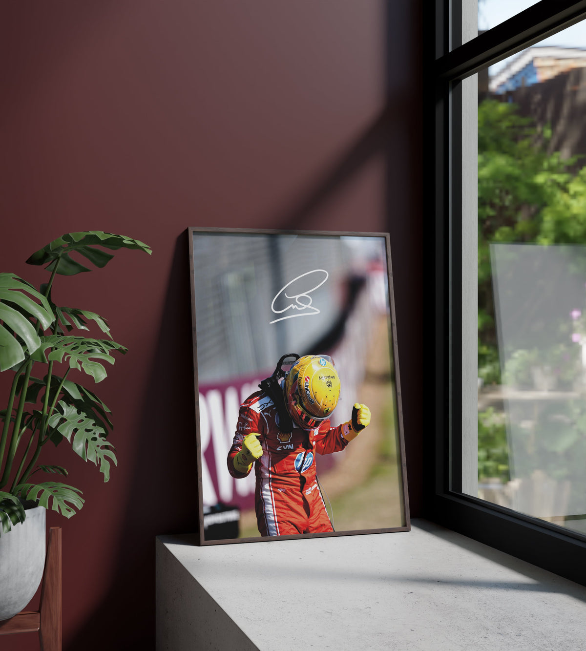 Póster Lewis Hamilton, firma, autógrafo, Fórmula 1, Mercedes, Inglaterra. Automovilismo, piloto, lámina, cuadro, merchandising, regalo, comprar, decoración de pared.