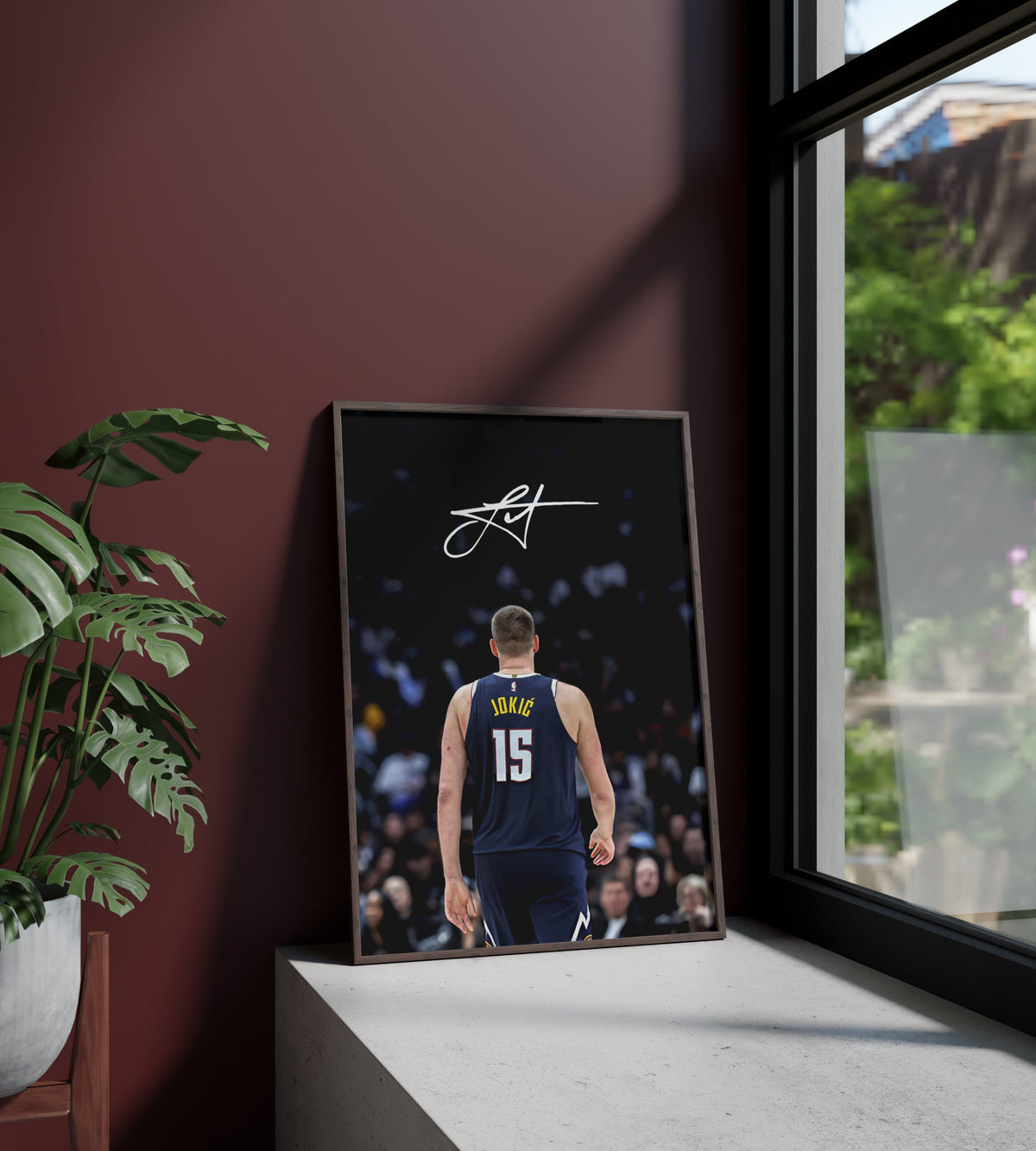 Póster Nikola Jokić, Denver Nuggets, NBA, baloncesto, Serbia. Jugador, estrella, lámina, cuadro, merchandising, regalo, comprar, decoración de pared.