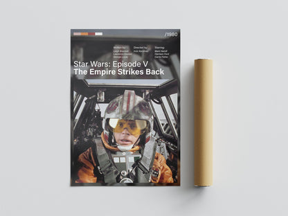 Póster Luke Skywalker, piloto, nave, casco, Rebelión, Rebeldes, Star Wars Episodio V El Imperio Contraataca, película, lámina, cuadro, merchandising, regalo, comprar, decoración de pared