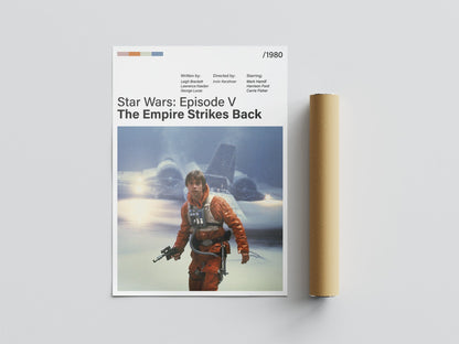 Póster Luke Skywalker, nieve, Hoth, AT-AT, Star Wars Episodio V El Imperio Contraataca, película, lámina, cuadro, merchandising, regalo, comprar, decoración de pared
