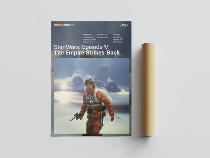 Póster Luke Skywalker, nieve, Hoth, AT-AT, Star Wars Episodio V El Imperio Contraataca, película, lámina, cuadro, merchandising, regalo, comprar, decoración de pared