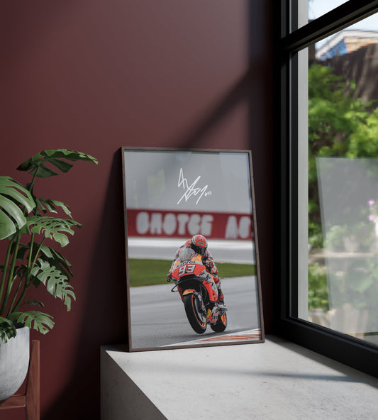 Póster Marc Márquez, MotoGP, piloto, motociclismo. Lámina, cuadro, merchandising, regalo, comprar, decoración de pared.