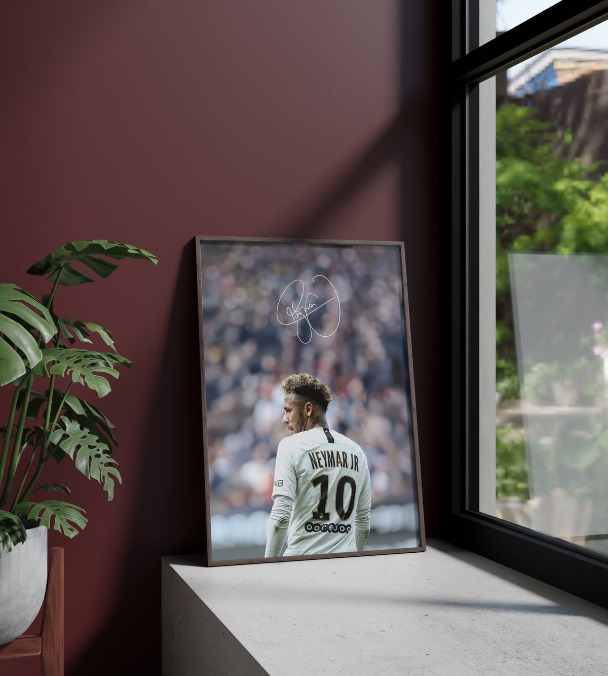 Póster Neymar, firma, autógrafo, Brasil, Santos, PSG. Fútbol, futbolista, delantero, lámina, cuadro, merchandising, regalo, comprar, decoración de pared.