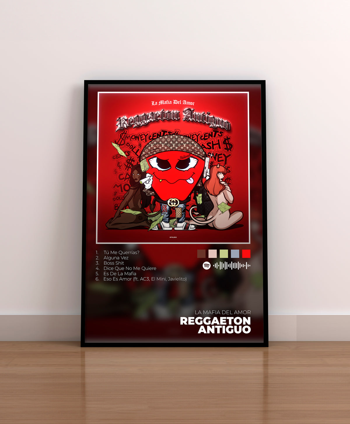 Reggaeton Antiguo. la mafia del amor. poster. lamina. cuadro. regalo. merchandising. cd. vinilo. cover. poster. marco. 
