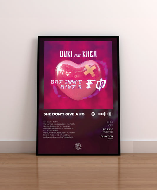 She dont give  a fo. Duki. Vinilo. CD. Entradas. Concierto. Khea. Poster. Cuadro. Lamina. Argentina
