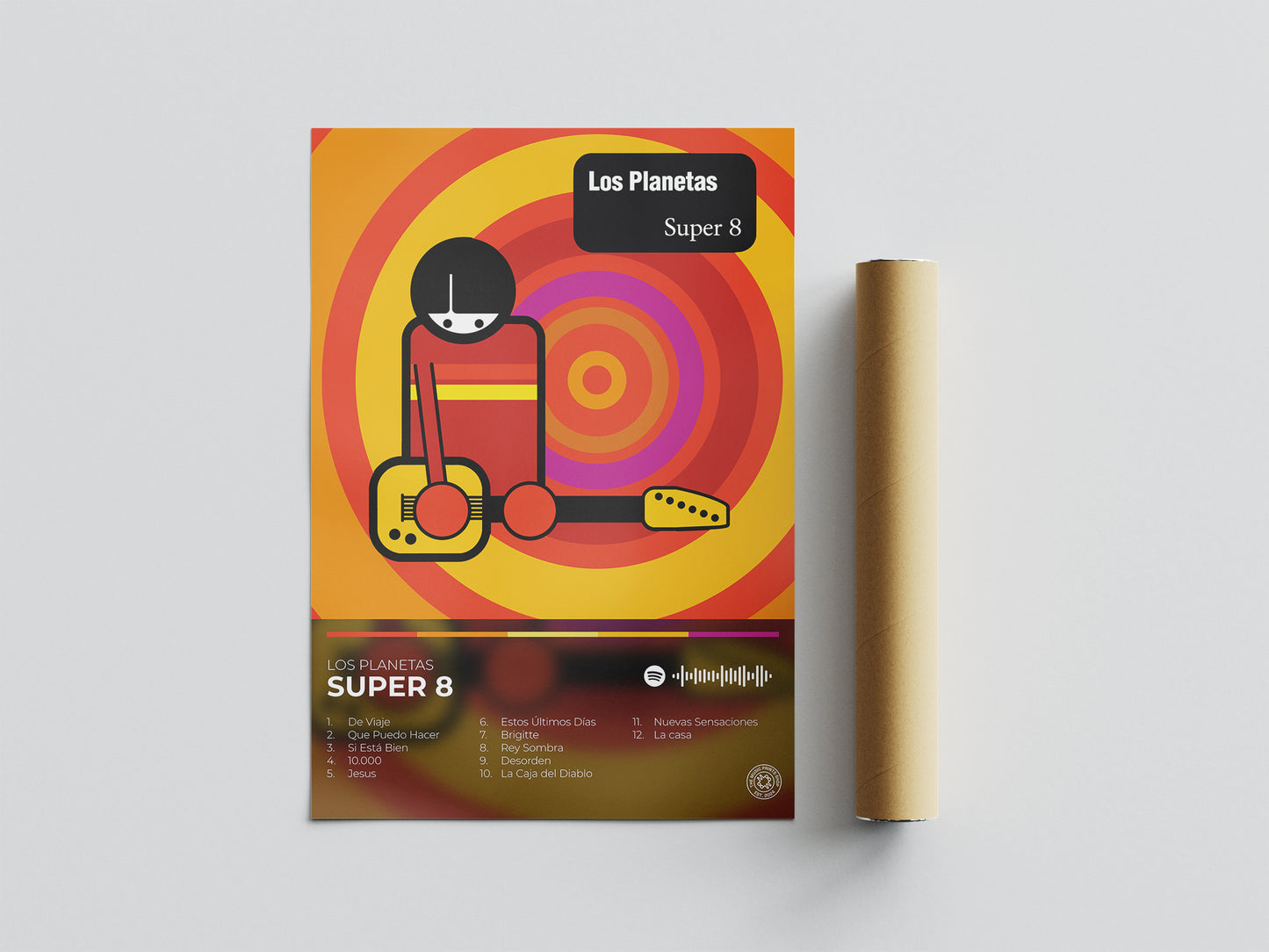 super 8. los planetas. poster. indie. regalo. musica. cuadro. lamina. diseño. nuevo disco. cd. vinilo. merchandising.