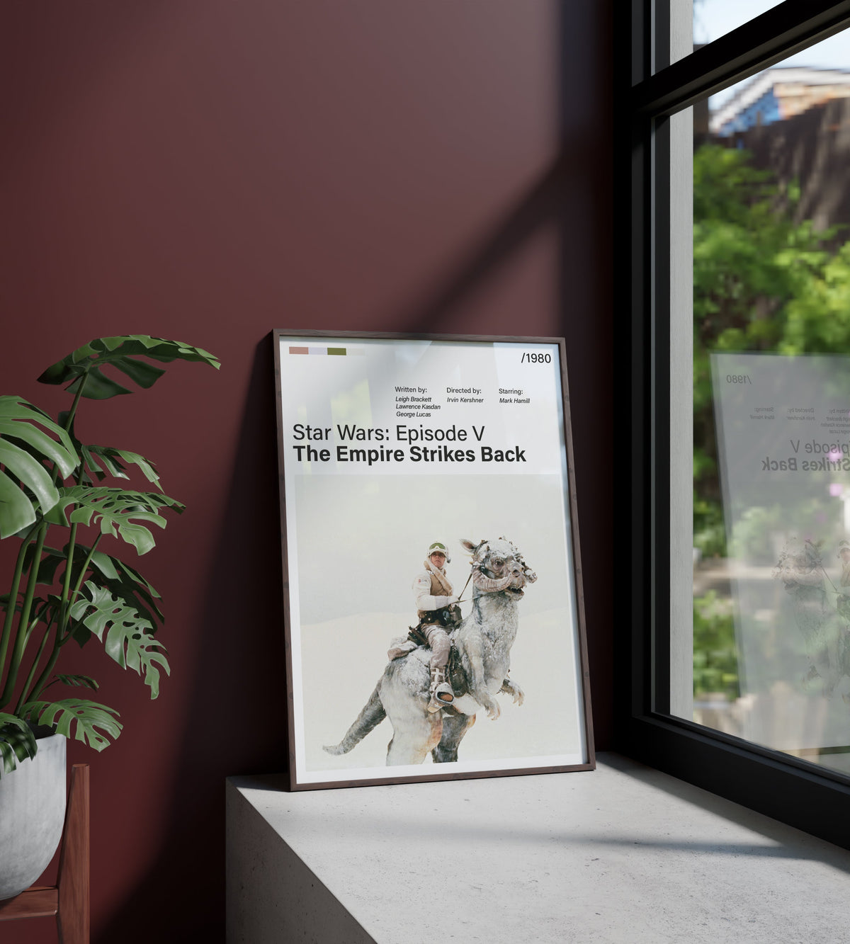 Póster Luke Skywalker, nieve, Tauntaun. Star Wars Episodio V El Imperio Contraataca. Película, lámina, cuadro, merchandising, regalo, comprar, decoración de pared.