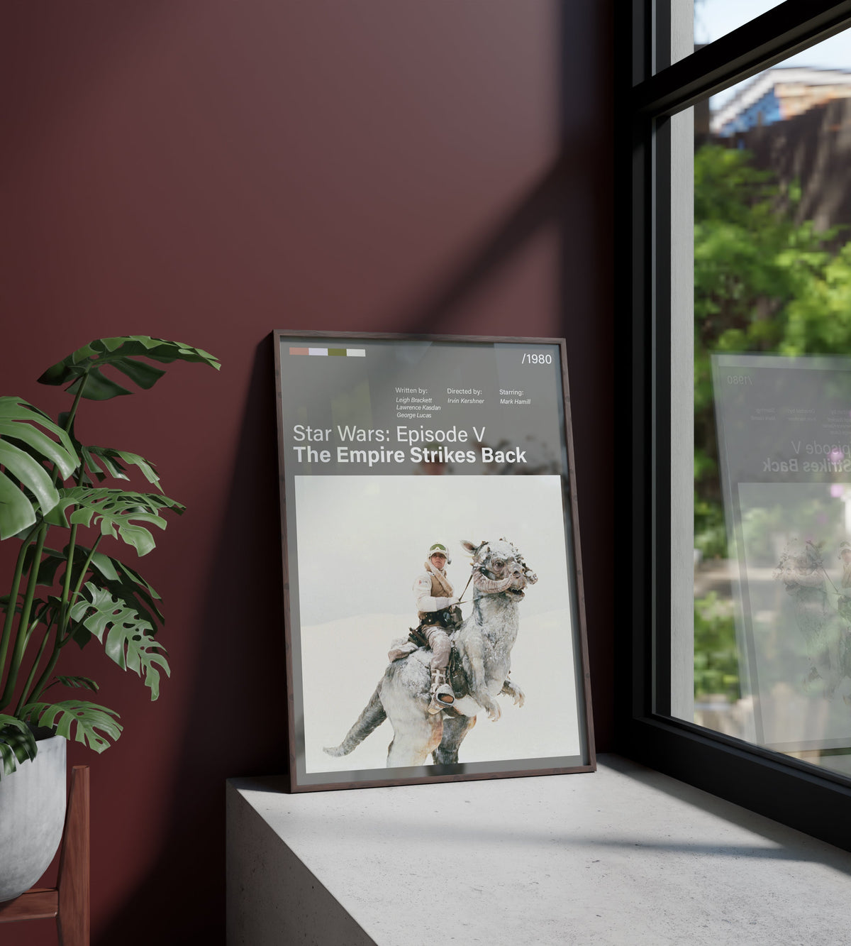 Póster Luke Skywalker, nieve, Tauntaun. Star Wars Episodio V El Imperio Contraataca. Película, lámina, cuadro, merchandising, regalo, comprar, decoración de pared.