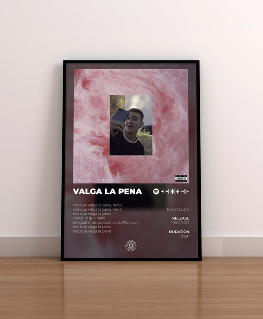 VALGA LA PENA. ORO ROSA. recycled j. poster. lamina. cuadro. regalo. merchandising. cd. vinilo. cover.  recycled j regalo. recycled j poster.