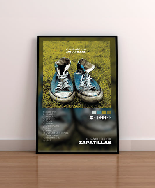 zapatillas. el canto del loco. dani martín. poster. lamina. cuadro. marco. disco. album. merchandising. cover. regalo. comprar